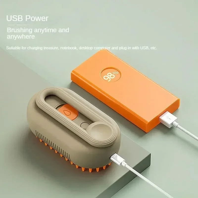 Steamy Pet Brush Electric Spray Rechargeable