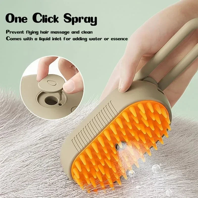 Steamy Pet Brush Electric Spray Rechargeable