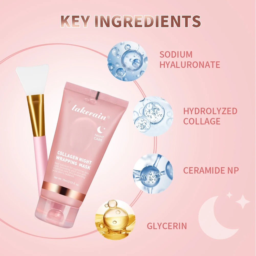 Lakerain Collagen Night Wrapping Mask And Brush Set